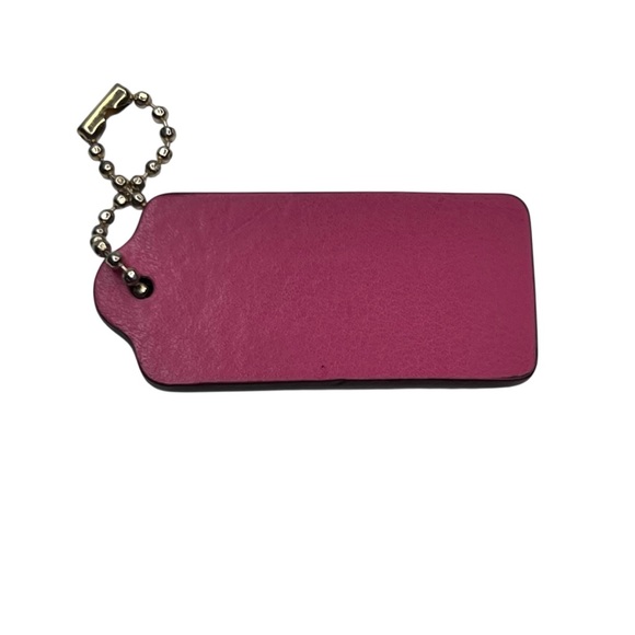 Coach New York pink Fuchsia smooth Leather Key Holder Keytag - Picture 5 of 8